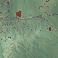 Second close-up of the map of Monticello, Arkansas print showing more streets and buildings