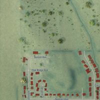 Second close-up of the map of Monticello, Green County, Wisconsin print showing more streets and buildings