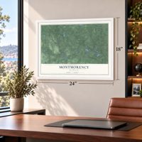 Montmorency, Michigan map, 18 x 24 inch print in a white frame in a home office