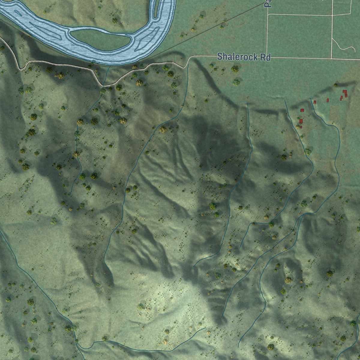 Second close-up of the map of Montour, Idaho print showing more streets and buildings