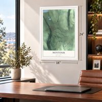 Montour, New York map, 18 x 24 inch print in a white frame in a home office
