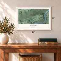 Montour, Pennsylvania map, 12 x 18 inch print in a white frame in an entryway