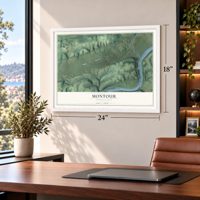 Montour, Pennsylvania map, 18 x 24 inch print in a white frame in a home office