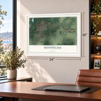 Montpelier, Ohio map, 18 x 24 inch print in a white frame in a home office