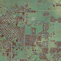 Second close-up of the map of Montrose, Colorado print showing more streets and buildings