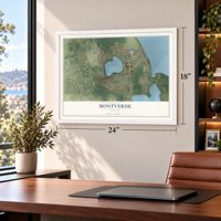 Montverde, Florida map, 18 x 24 inch print in a white frame in a home office