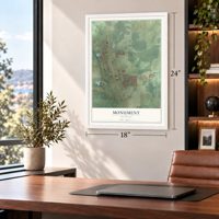 Monument, Colorado map, 18 x 24 inch print in a white frame in a home office