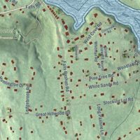 Second close-up of the map of Moodus, Connecticut print showing more streets and buildings