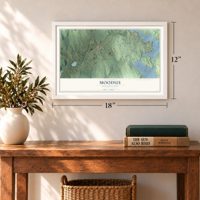 Moodus, Connecticut map, 12 x 18 inch print in a white frame in an entryway