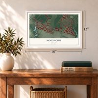 Moonachie, New Jersey map, 12 x 18 inch print in a white frame in an entryway