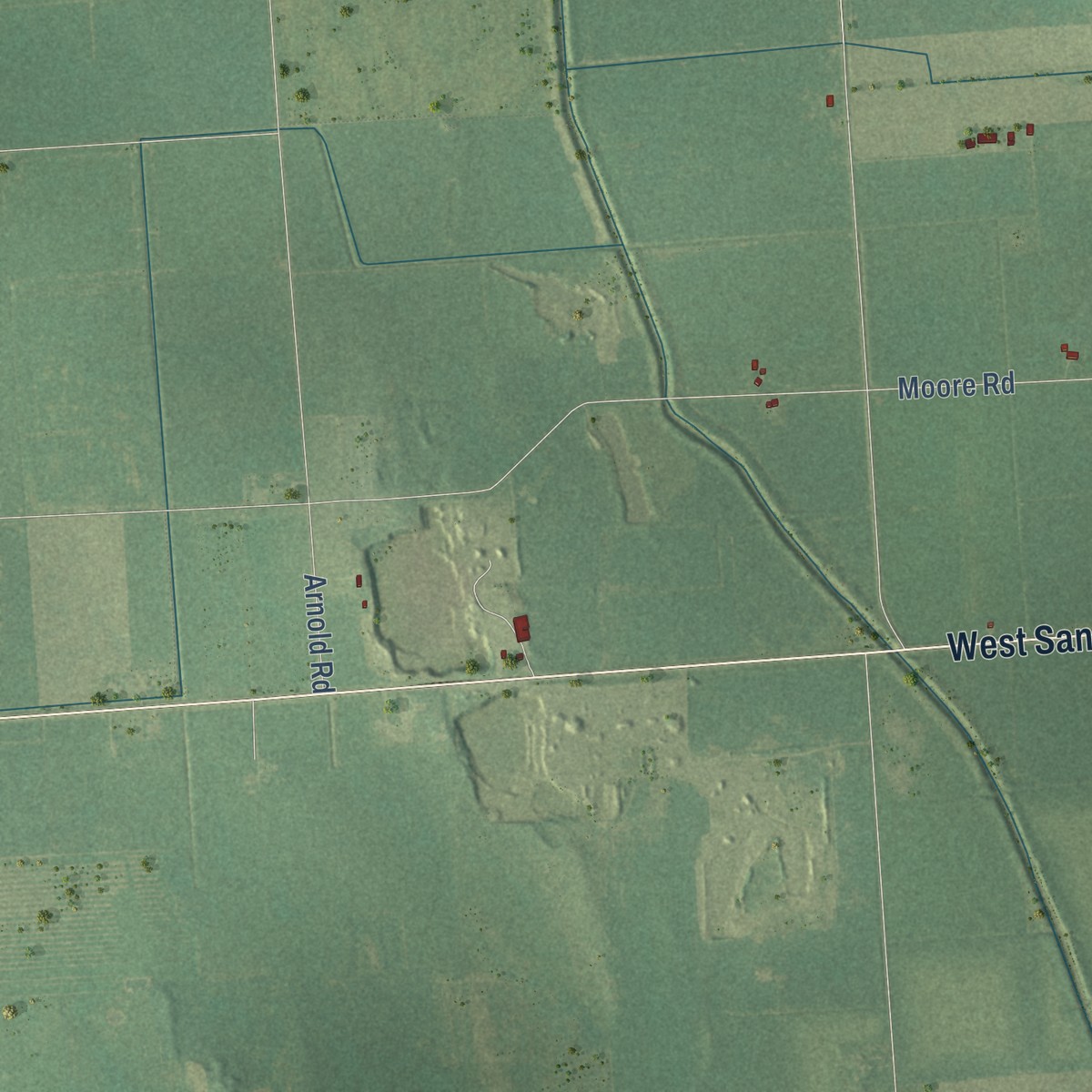 Second close-up of the map of Moore, Michigan print showing more streets and buildings