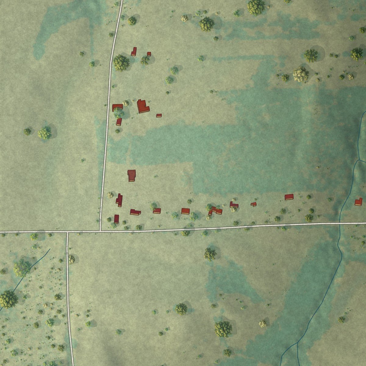 Second close-up of the map of Moore Station, Texas print showing more streets and buildings