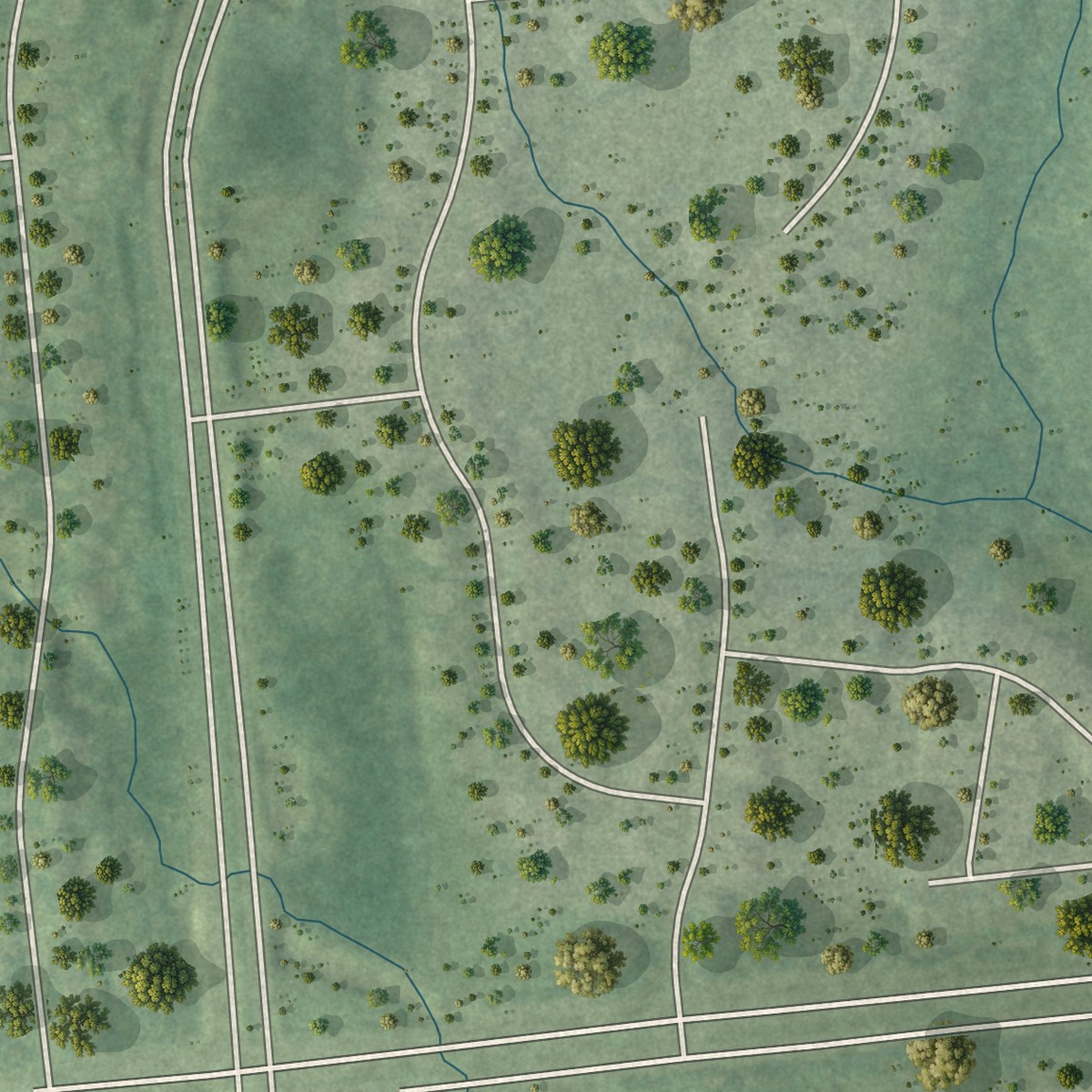 Second close-up of the map of Moorefield, Virginia print showing more streets and buildings