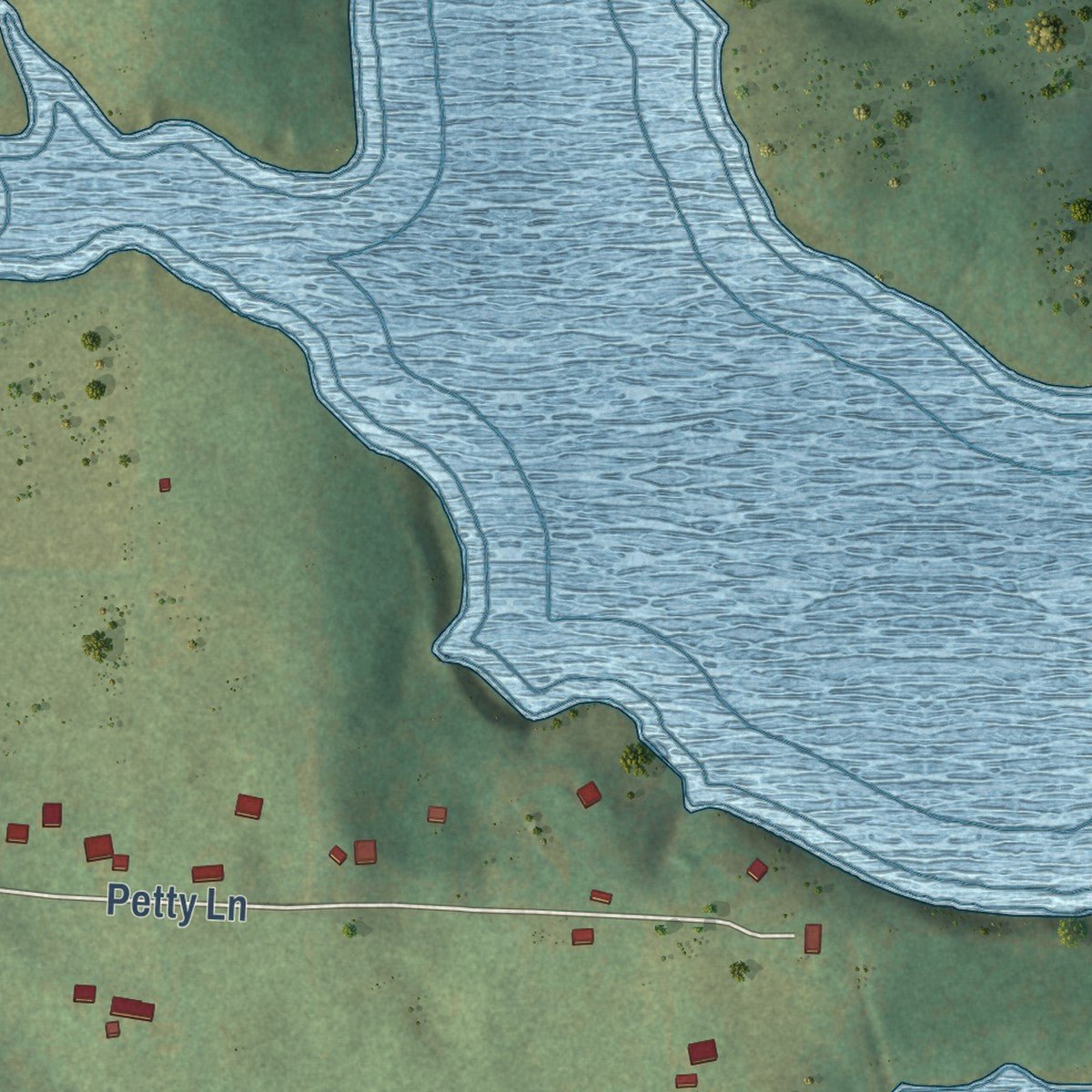 Second close-up of the map of Mooresburg, Tennessee print showing more streets and buildings