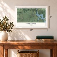 Mooresburg, Tennessee map, 12 x 18 inch print in a white frame in an entryway