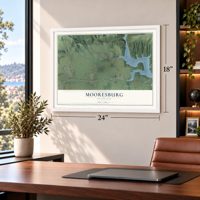 Mooresburg, Tennessee map, 18 x 24 inch print in a white frame in a home office