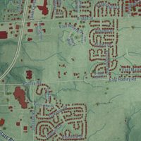 Second close-up of the map of Mooresville, Indiana print showing more streets and buildings