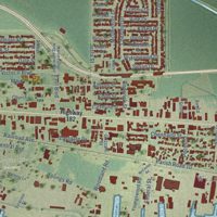 Second close-up of the map of Morgan City, Louisiana print showing more streets and buildings