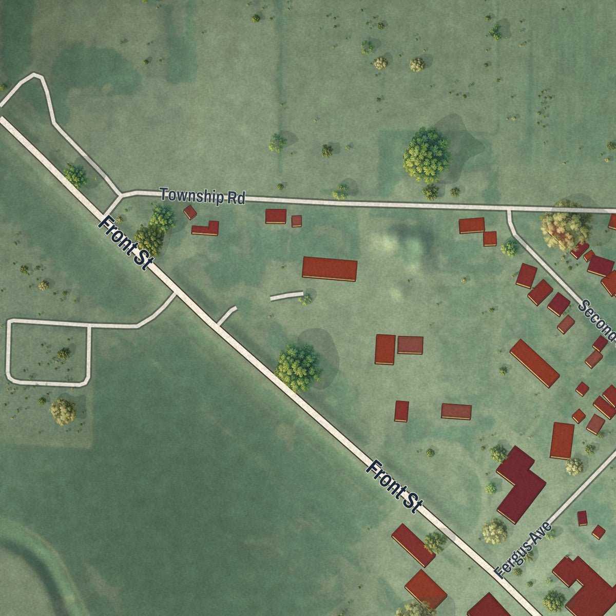Second close-up of the map of Morgan, Minnesota print showing more streets and buildings