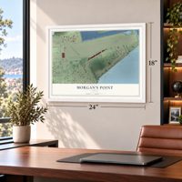 Morgan's Point, Texas map, 18 x 24 inch print in a white frame in a home office