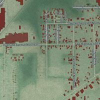 Second close-up of the map of Morgandale, Ohio print showing more streets and buildings