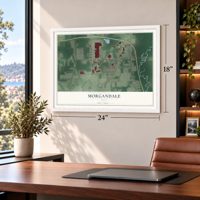 Morgandale, Ohio map, 18 x 24 inch print in a white frame in a home office