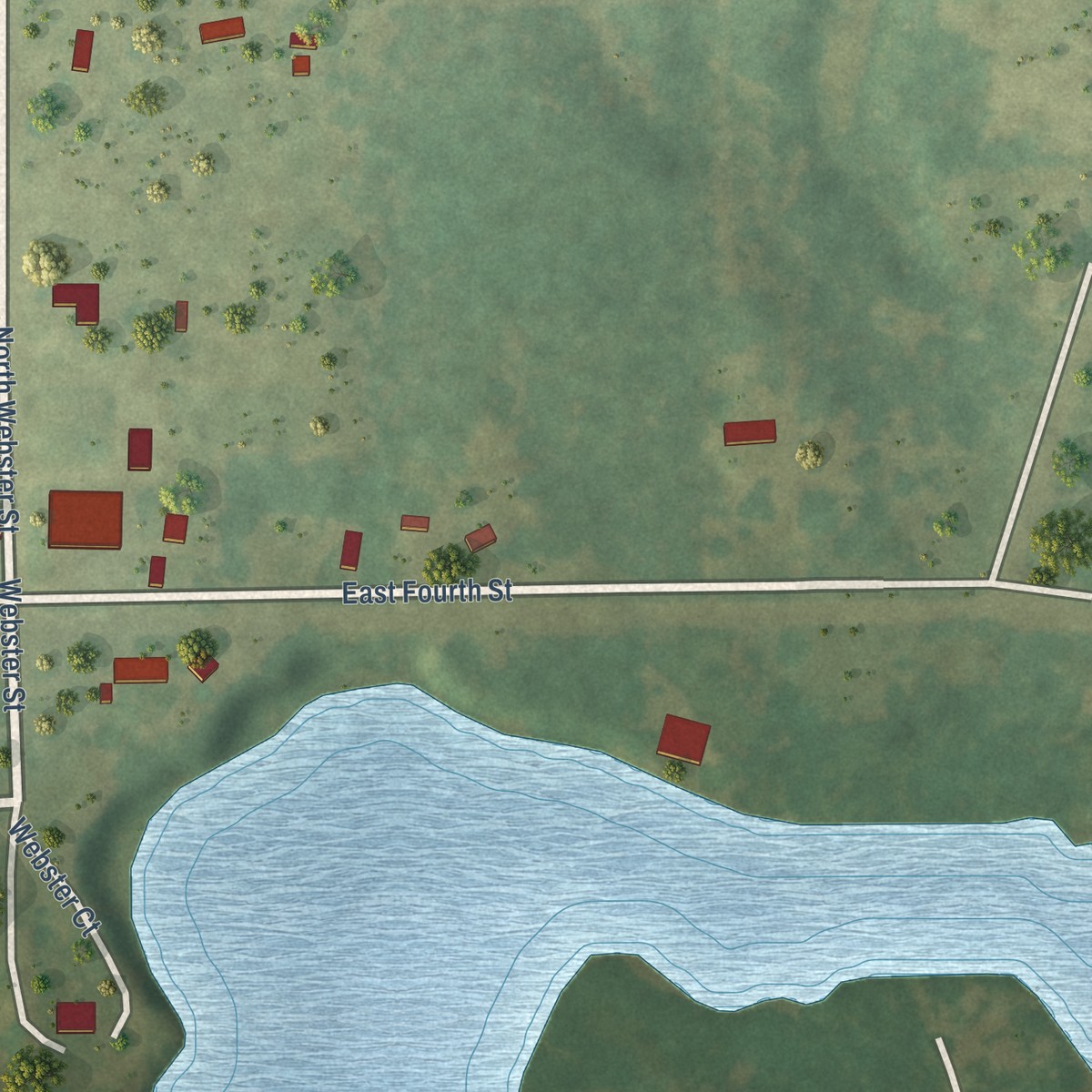 Second close-up of the map of Morley, Michigan print showing more streets and buildings