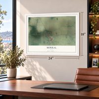 Morral, Ohio map, 18 x 24 inch print in a white frame in a home office