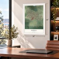 Morrill, Nebraska map, 18 x 24 inch print in a white frame in a home office