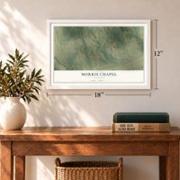Morris Chapel, Tennessee map, 12 x 18 inch print in a white frame in an entryway