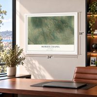 Morris Chapel, Tennessee map, 18 x 24 inch print in a white frame in a home office