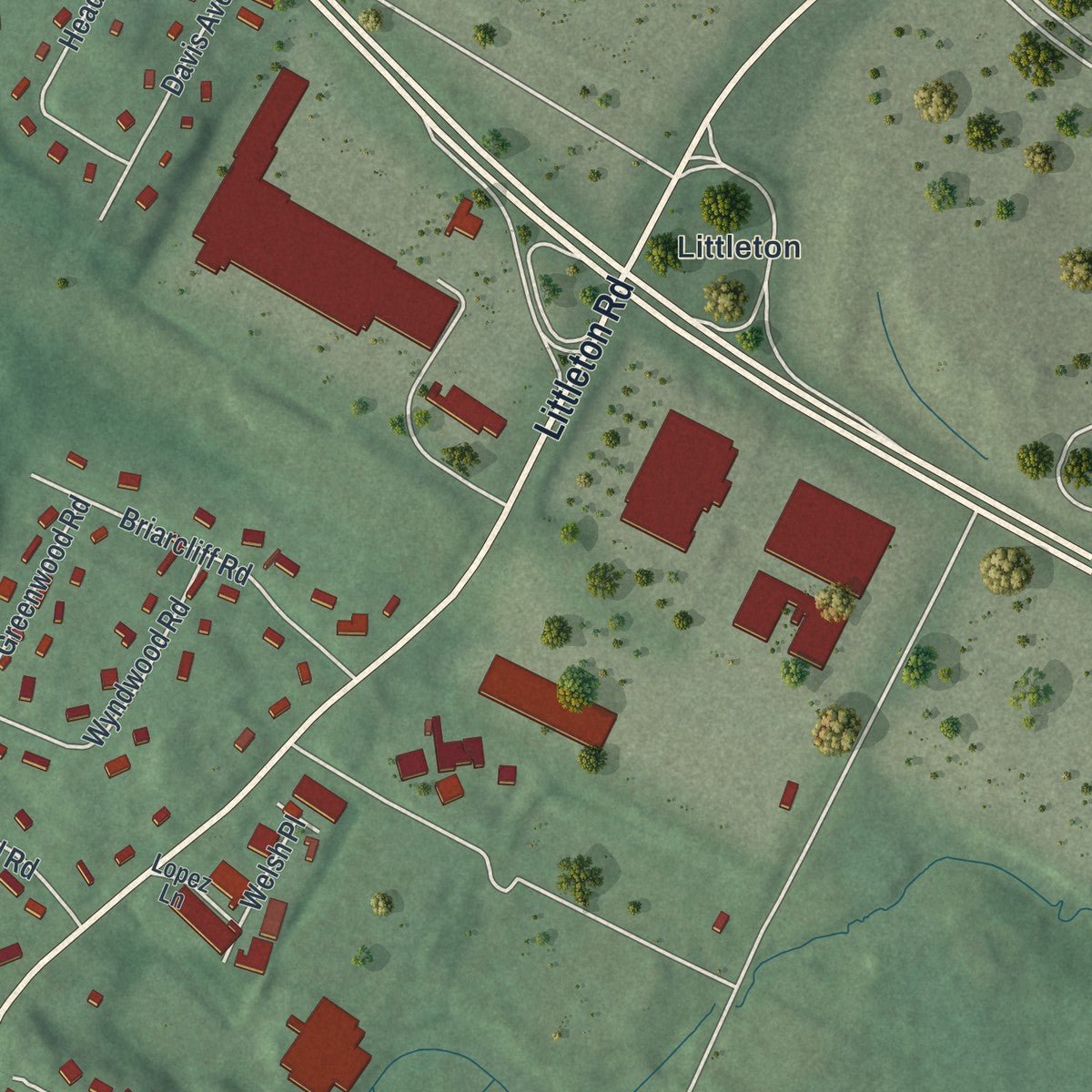Second close-up of the map of Morris Plains, New Jersey print showing more streets and buildings