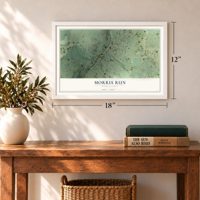 Morris Run, Pennsylvania map, 12 x 18 inch print in a white frame in an entryway