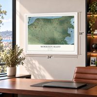 Morrison Bluff, Arkansas map, 18 x 24 inch print in a white frame in a home office