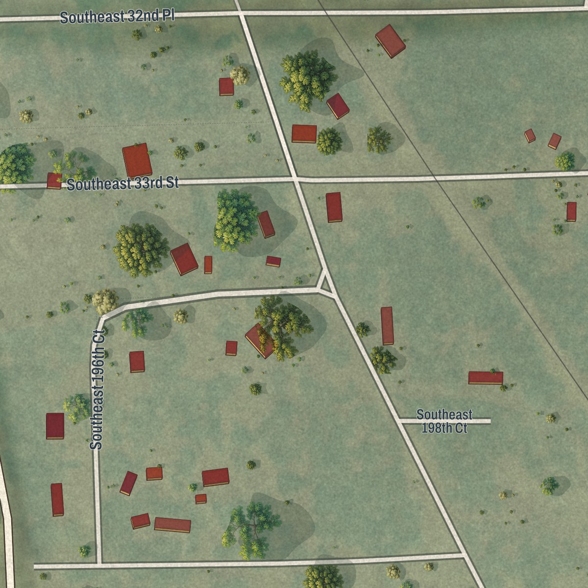 Second close-up of the map of Morriston, Florida print showing more streets and buildings