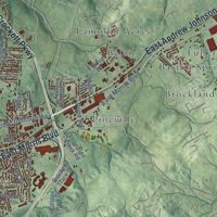 Second close-up of the map of Morristown, Tennessee print showing more streets and buildings