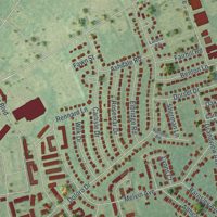 Second close-up of the map of Morrisville, Pennsylvania print showing more streets and buildings