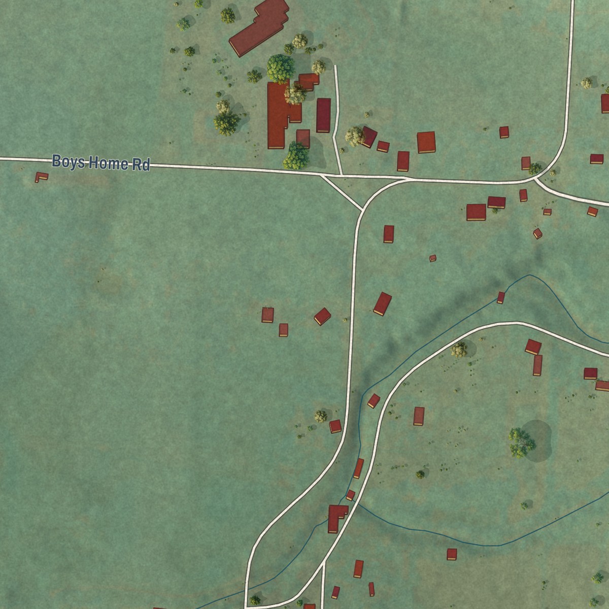 Second close-up of the map of Morrow, Arkansas print showing more streets and buildings