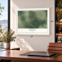Morrow, Louisiana map, 18 x 24 inch print in a white frame in a home office