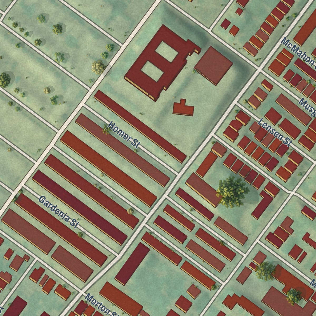Second close-up of the map of Morton, Philadelphia, Pennsylvania print showing more streets and buildings
