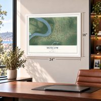Moscow, Iowa map, 18 x 24 inch print in a white frame in a home office