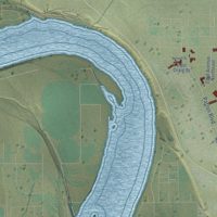 Second close-up of the map of Moses Lake, Washington print showing more streets and buildings