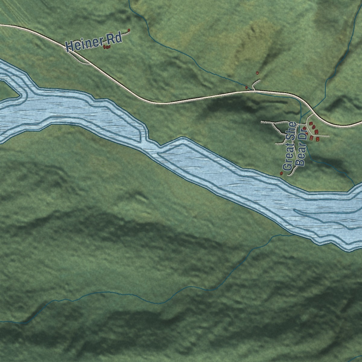 Second close-up of the map of Mosquito Lake, Alaska print showing more streets and buildings