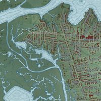 Second close-up of the map of Moss Point, Mississippi print showing more streets and buildings
