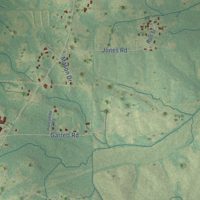 Second close-up of the map of Mosses, Alabama print showing more streets and buildings