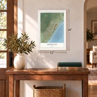 Mound City, Illinois map, 12 x 18 inch print in a white frame in an entryway