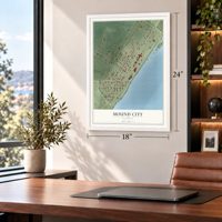Mound City, Illinois map, 18 x 24 inch print in a white frame in a home office