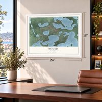Mound, Minnesota map, 18 x 24 inch print in a white frame in a home office