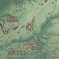 Second close-up of the map of Moundville, Alabama print showing more streets and buildings