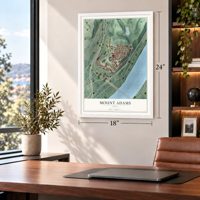 Mount Adams, Ohio map, 18 x 24 inch print in a white frame in a home office